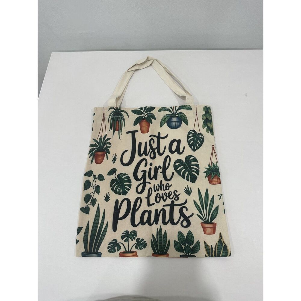 Plant Lover Canvas Tote Bag “Just a Girl Who Loves Plants” Tote Bag